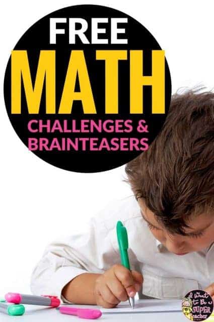 These math challenge and brain teaser activities for elementary students can be used for centers, weekly challenges, small groups, or whole class problem solving. Fun for kids and easy for teachers! Perfect for 2nd and 3rd grade. #freebies #education #math #secondgrade #thirdgrade #freeprintables #elementaryeducation #elementaryclassroom #teacherspayteachers