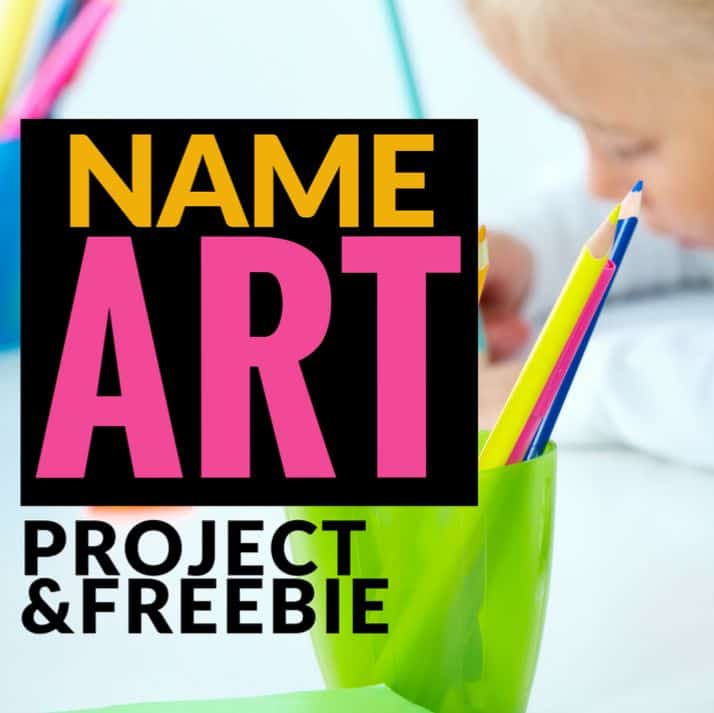 Looking for a simple art project and year long bulletin board solution? Try this bubble letter name art idea! Super easy to prep and makes for darling year long bulletin boards for 2nd and 3rd grade classrooms. Love the mentor texts too! #artprojectsforkids #bulletinboards #freebie