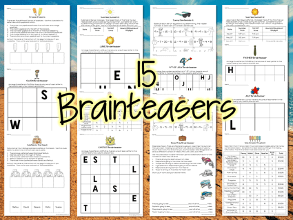 Summer Math Challenges &amp; Brainteasers - I Want to be a Super Teacher