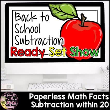 Ready, Set, Show! Back to School Math Game Subtraction Facts