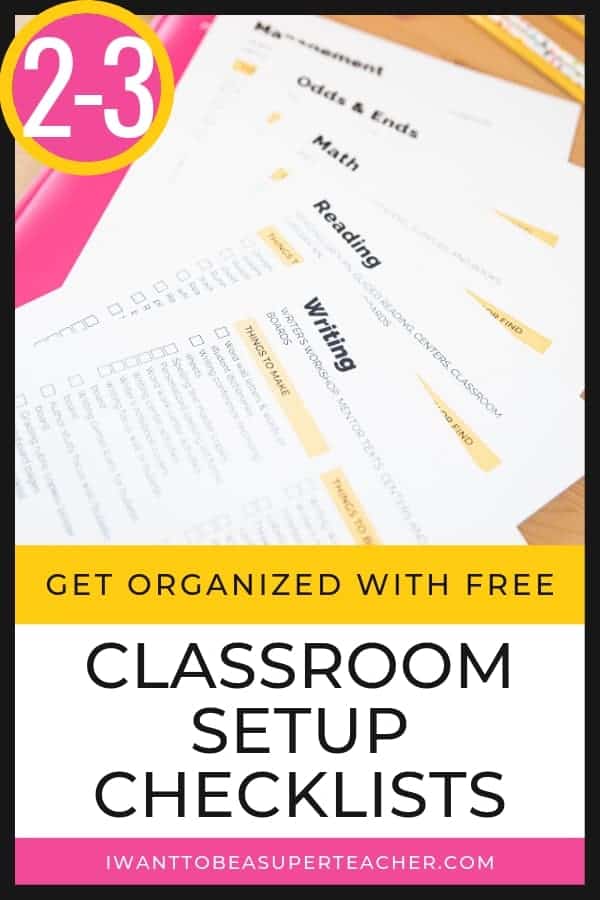 Classroom setup checklist pages